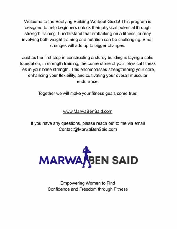 A flyer promoting the transformative Booty Building Guide program.